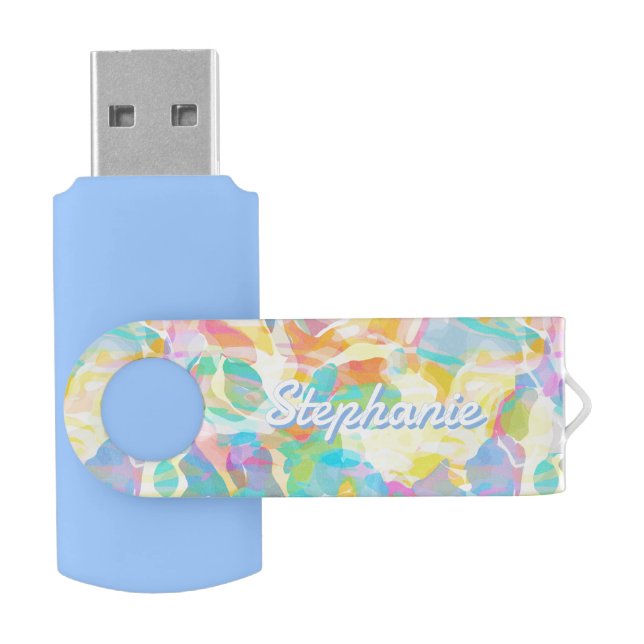 Daffodil Yellow Pastel Abstract Flash Drive (Opened)