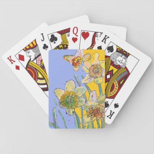 Daffodil Yellow Spring floral Watercolor Flowers P Playing Cards