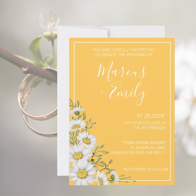 Daffodil Yellow & White Daisies Wedding Invitation (Creator Uploaded)