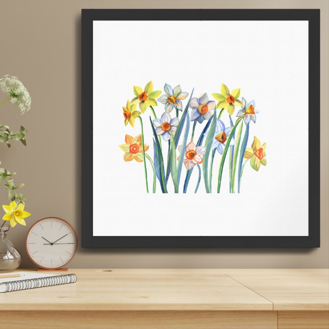 “Daffodils” 16 x24” Matted &  Framed Art (Table Top)