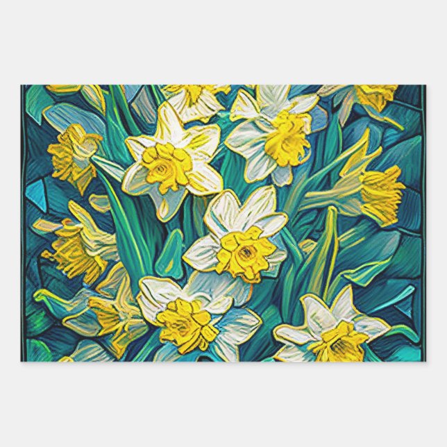 Daffodils 2 wrapping paper sheets (Front)
