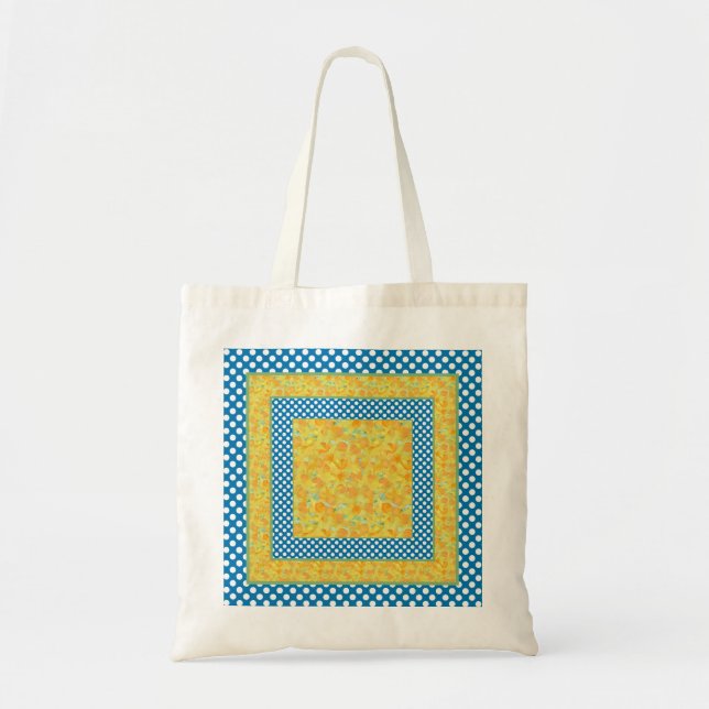 Daffodils and Blue and White Polka Dots Tote Bag (Front)