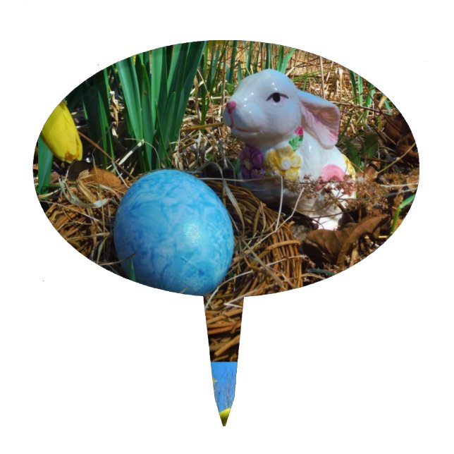 Daffodils and  Blue Easter egg Cake Topper (Front)