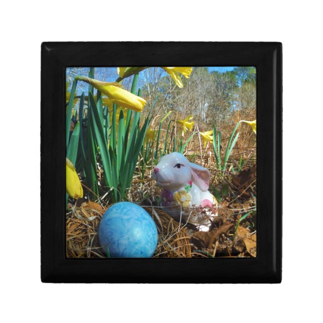 Daffodils and  Blue Easter egg Gift Box (Front)