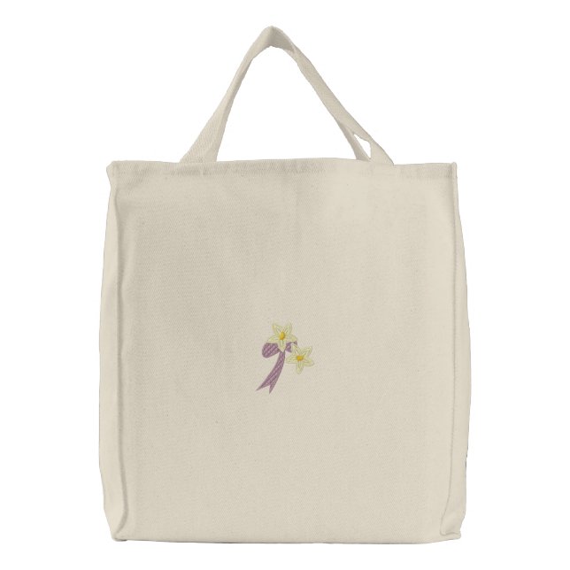 Daffodils and Bow Floral Embroidered Bag (Front)
