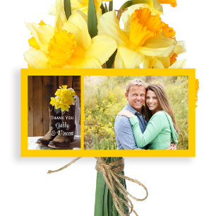 Daffodils and Cowboy Boots Barn Wedding Thank You Card