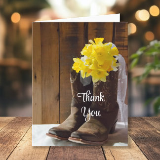 Daffodils and Cowboy Boots Bridesmaid Thank You Card
