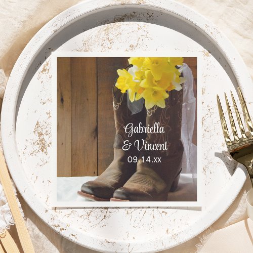 Daffodils and Cowboy Boots Country Western Wedding Napkins