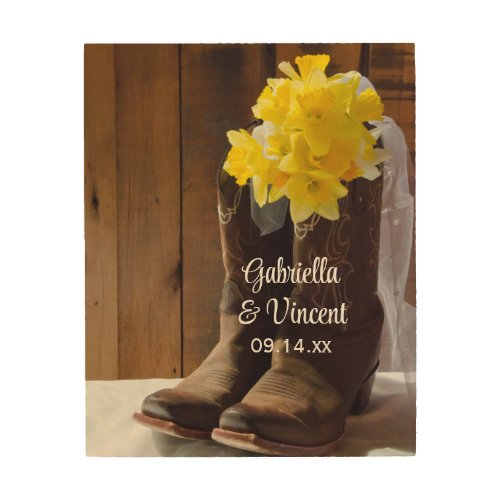 Daffodils and Cowboy Boots Country Western Wedding Wood Wall Decor