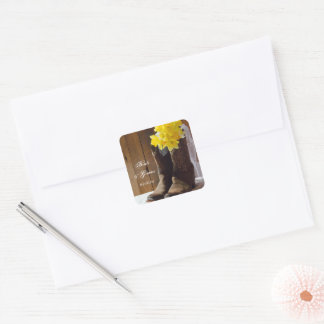 Daffodils and Cowboy Boots Wedding Envelope Seals