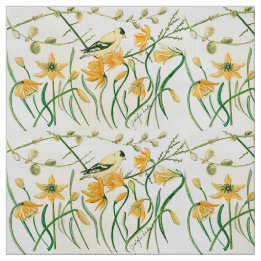 Daffodils and Goldfinches Fabric