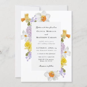 Daffodils and Hyacinths Spring Floral Wedding Invitation