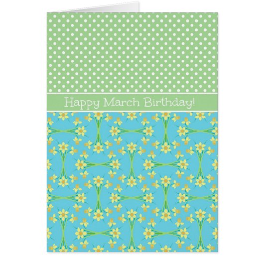 Daffodils and Polkas March Birth Month Flower Card (Front)