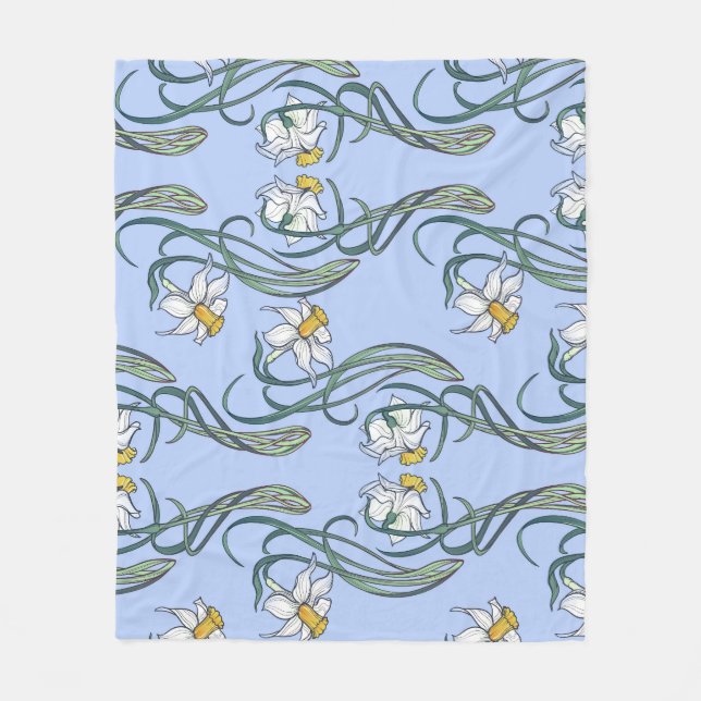 Daffodils Art: Nouveau Spring Fleece Blanket (Front)