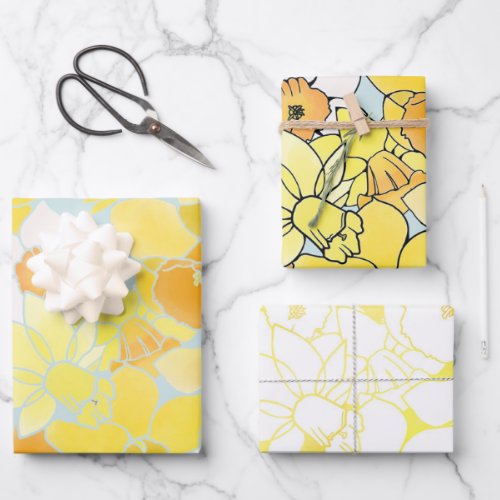 Daffodils  Beautiful Assorted Styles Wrapping Paper Sheets