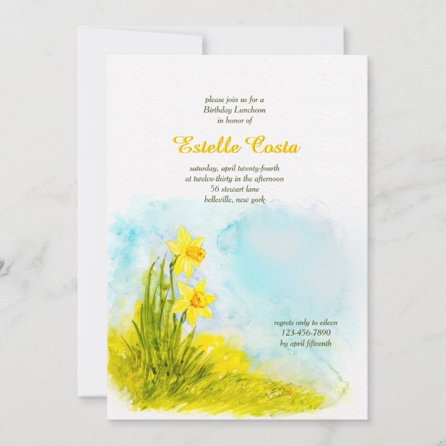 Daffodils Birthday Invitation (Front)