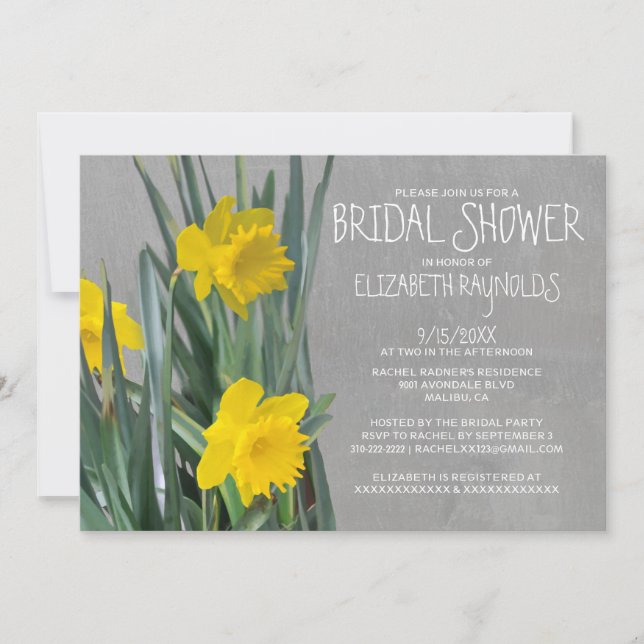 Daffodils Bridal Shower Invitations (Front)