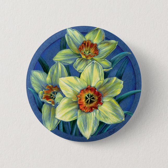 Daffodils button/badge pinback button (Front)