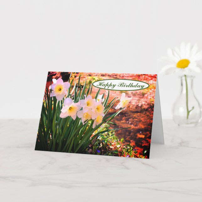 Daffodils By Brook Floral Birthday Card (Small Plant)
