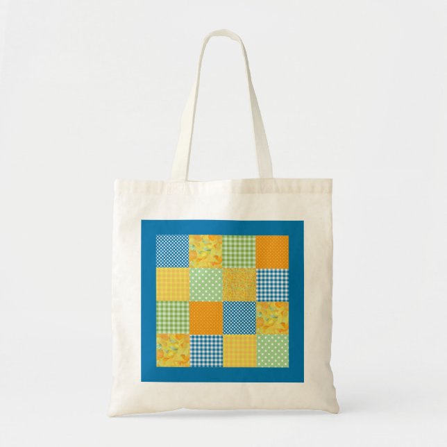 Daffodils Country-Style Faux-Patchwork Tote Bag (Front)