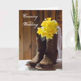 Daffodils Cowboy Boots Wedding Save the Date Announcement