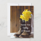 Daffodils Cowboy Boots Western Wedding Thank You (Front)