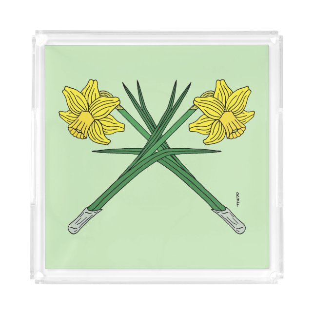 Daffodils Crossed Acrylic Tray (Front)