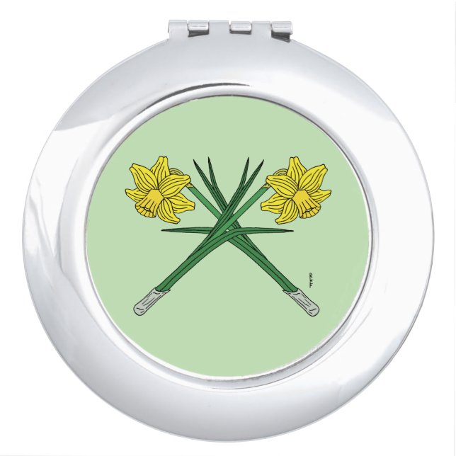 Daffodils Crossed Compact Mirror (Front)