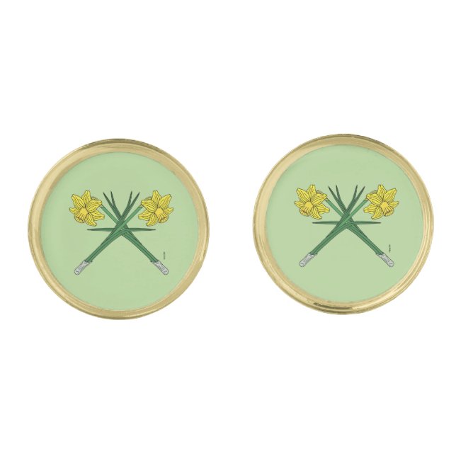 Daffodils Crossed Cufflinks (Front)