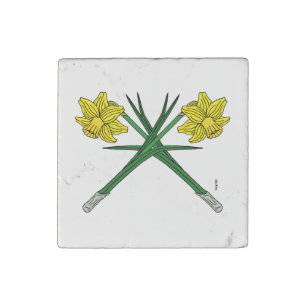 Daffodils Crossed Stone Magnet