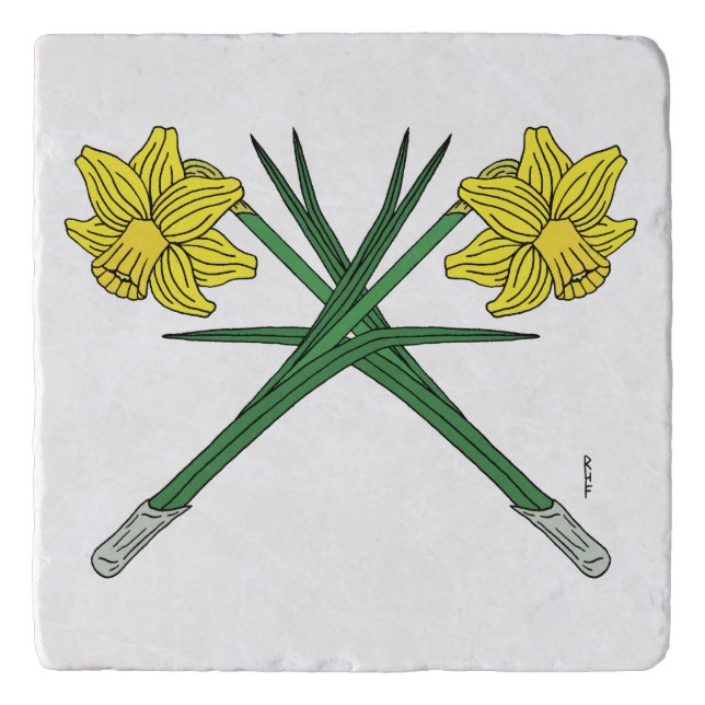 Daffodils Crossed Trivet (Front)