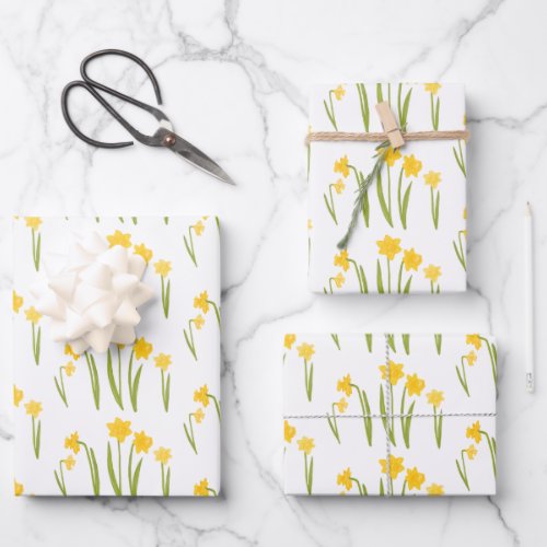 Daffodils Easter Spring Floral Pattern Bulbs Gift Wrapping Paper Sheets