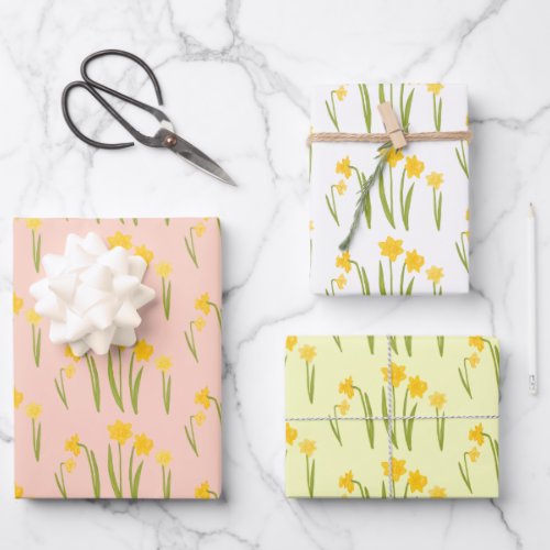 Daffodils Easter Spring Floral Pattern Bulbs Gift Wrapping Paper Sheets