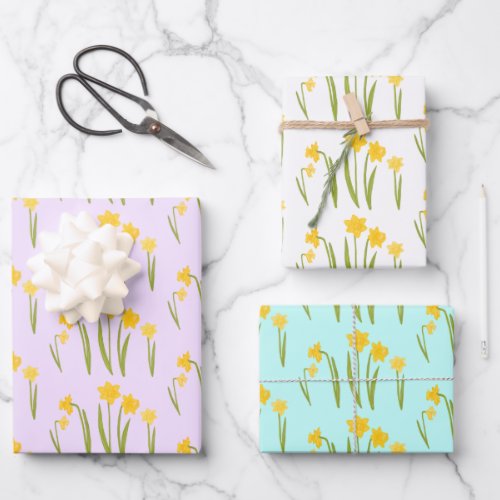 Daffodils Easter Spring Floral Pattern Bulbs Gift Wrapping Paper Sheets