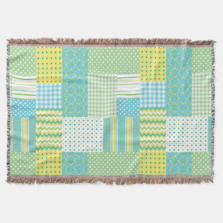 Daffodils Faux Patchwork Polkas Checks Florals Throw Blanket