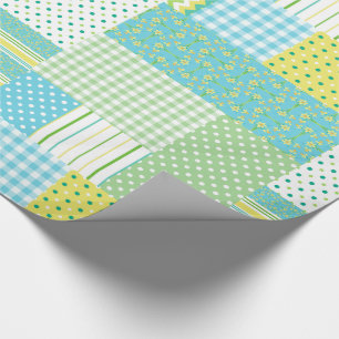 Daffodils Faux Patchwork Polkas Checks Florals Wrapping Paper