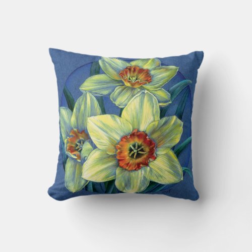 Daffodils fine art floral square pillow