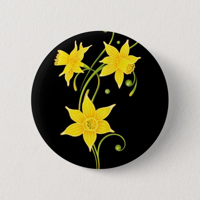 Daffodils Flower Shirt Floral Spring Design Easter Button (Front)