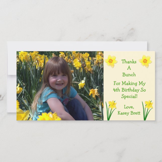 Daffodils Flowers Cream Thank You Card (Front)