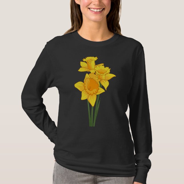 Daffodils Flowers Floral Style Spring Easter Garde T-Shirt (Front)