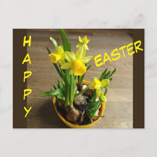 Daffodils Happy Easter Cust. Text Postcard