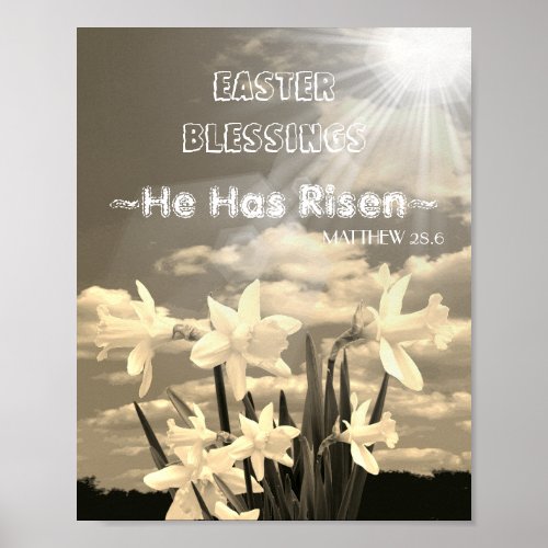 Daffodils He Has Risen Easter Poster Print