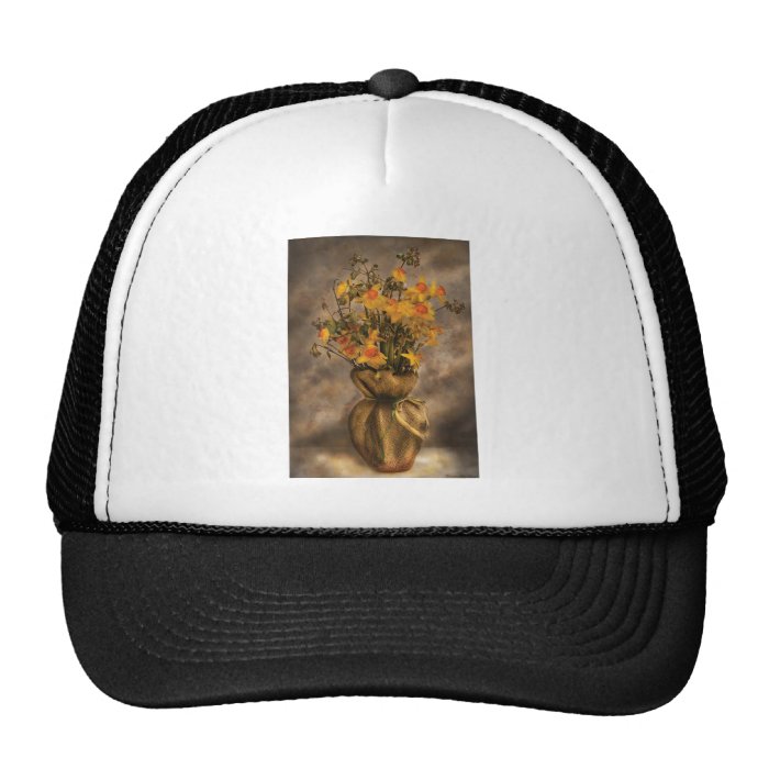 Daffodils in a Burlap Vase Hat