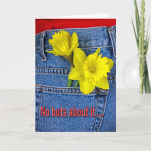 Daffodils In Blue Jeans Birthday Card
