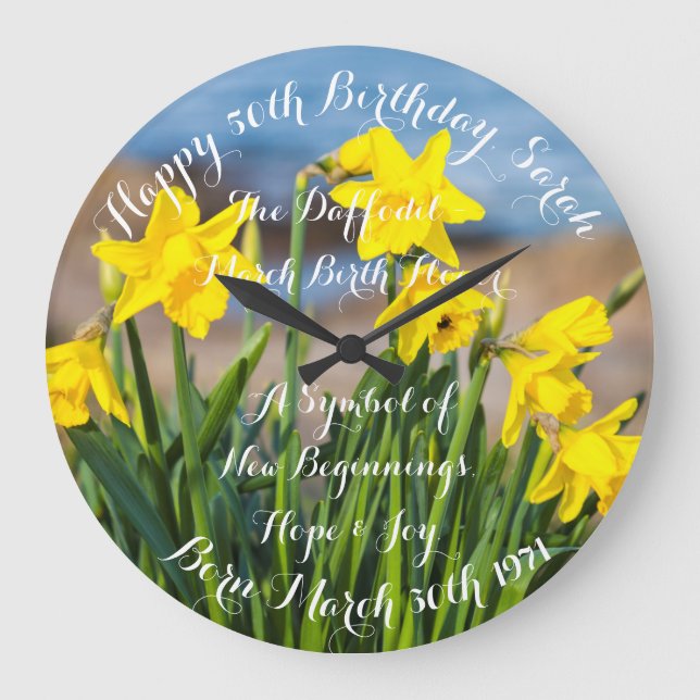 Daffodils in Springtime Acrylic Wall Clock (Front)