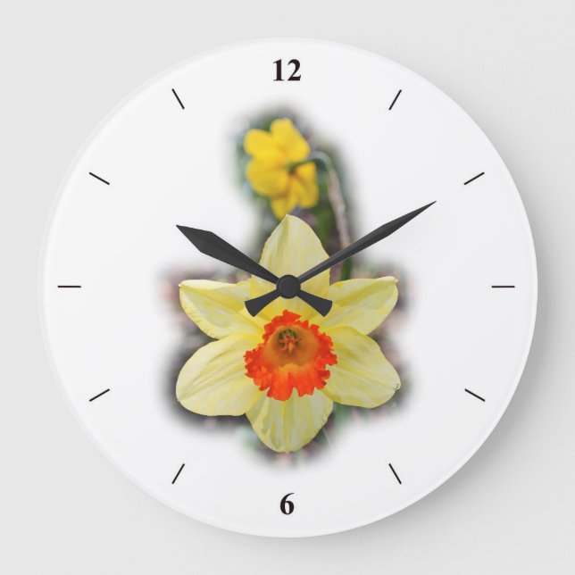 Daffodils in the Woods Large Clock (Front)