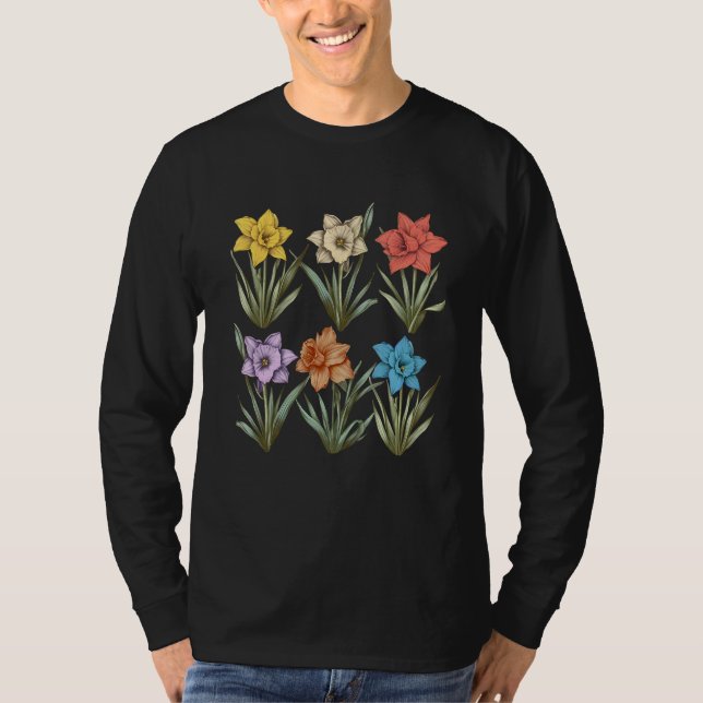 Daffodils Inspired Botanical Flower Gardener Natur T-Shirt (Front)