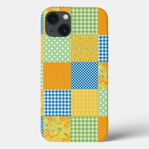 Daffodils iPad Mini Case Country Faux_Patchwork iPhone 13 Case