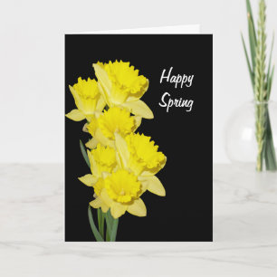 Daffodils on black blank thank you note card