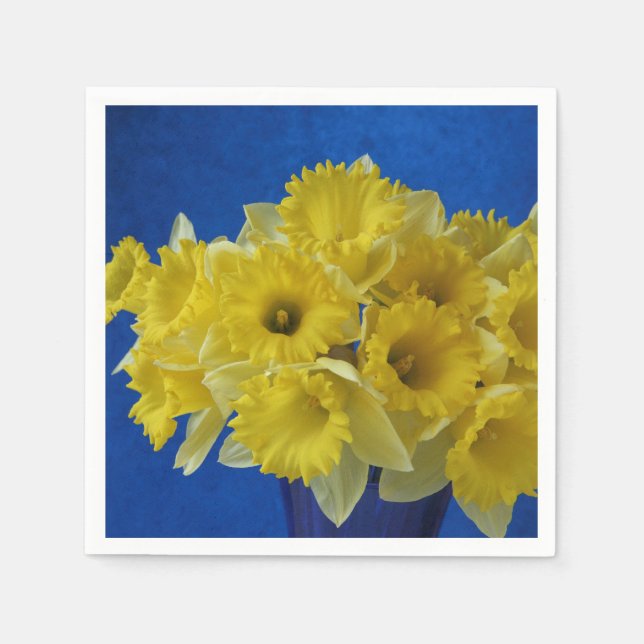 Daffodils on blue paper napkins (Front)